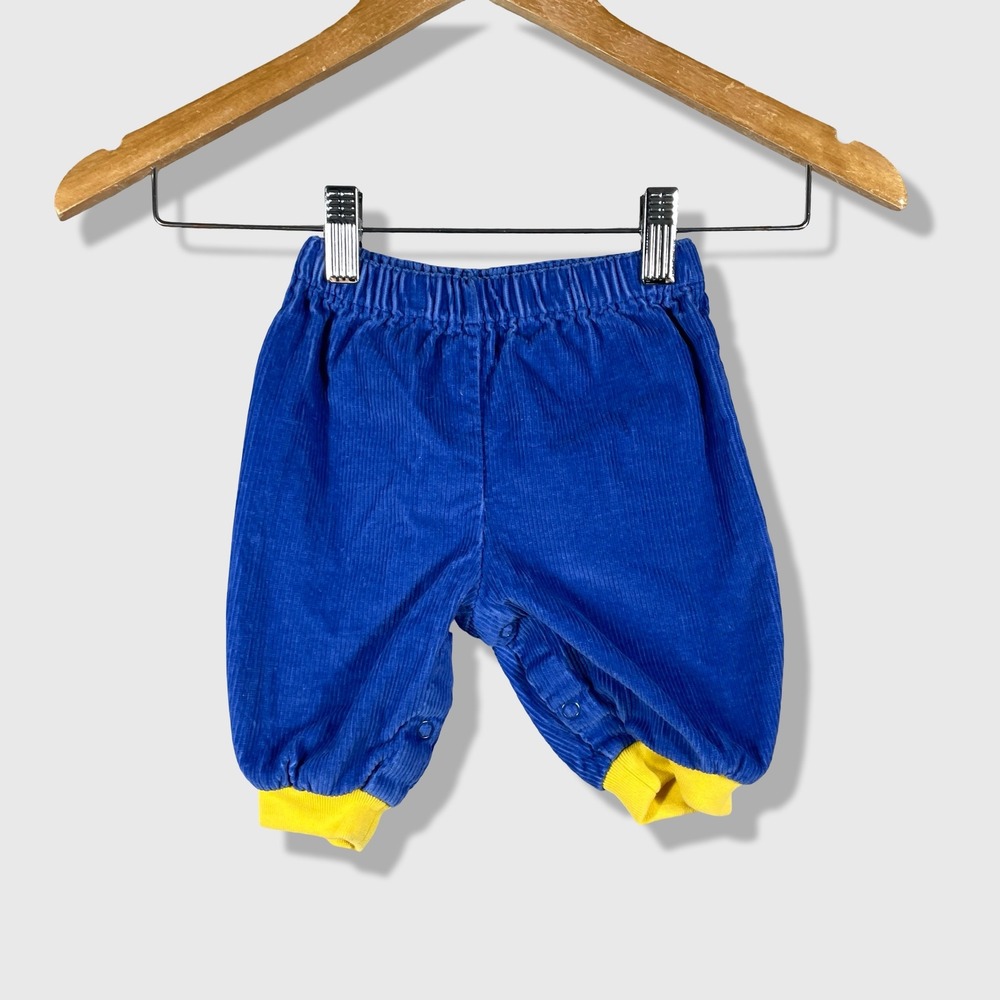 Unbranded Corduroy Pants Kids‎ 3-6 Months Blue Yellow Vintage 80s Colorful